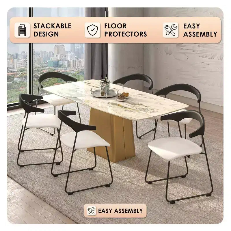 Sedia da pranzo imbottita senza braccioli a barile con schienale in legno e gambe in ferro, multicolor, set da 4 pezzi
