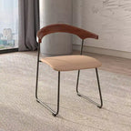Sedia da pranzo imbottita senza braccioli a barile con schienale in legno e gambe in ferro, multicolor, set da 4 pezzi