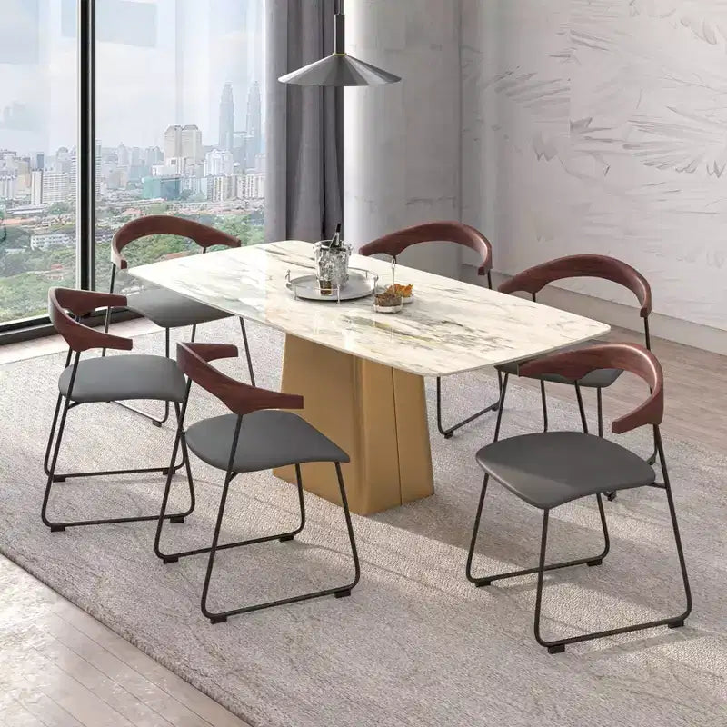 Sedia da pranzo imbottita senza braccioli a barile con schienale in legno e gambe in ferro, multicolor, set da 4 pezzi