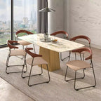 Sedia da pranzo imbottita senza braccioli a barile con schienale in legno e gambe in ferro, multicolor, set da 4 pezzi