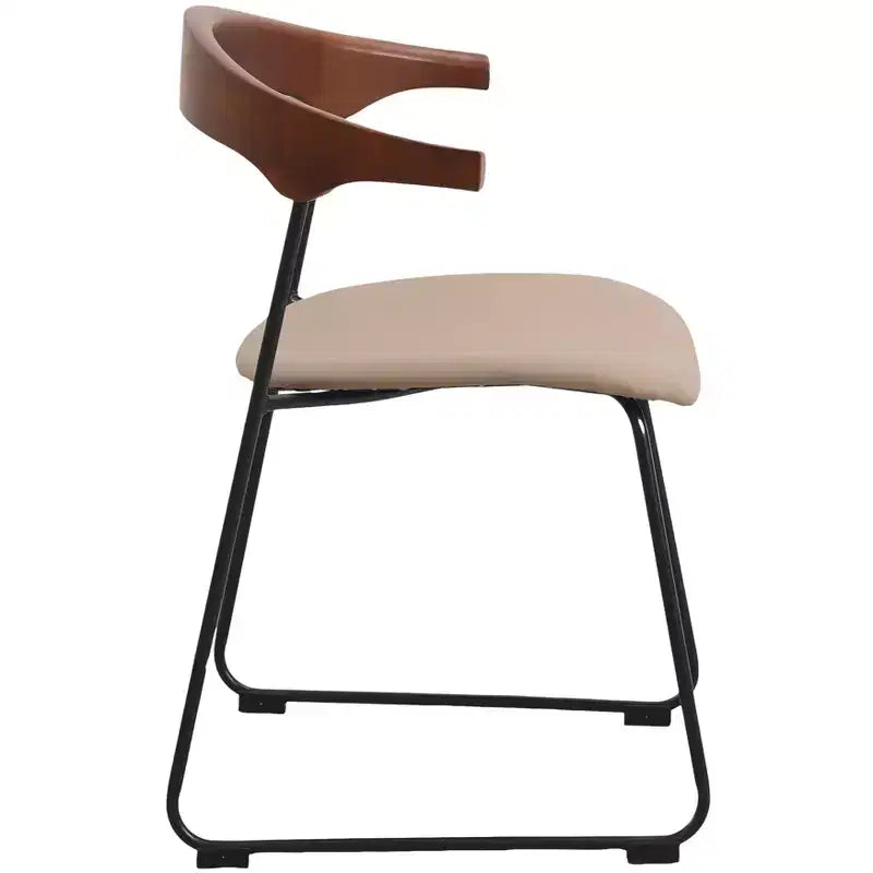 Sedia da pranzo imbottita senza braccioli a barile con schienale in legno e gambe in ferro, multicolor, set da 4 pezzi