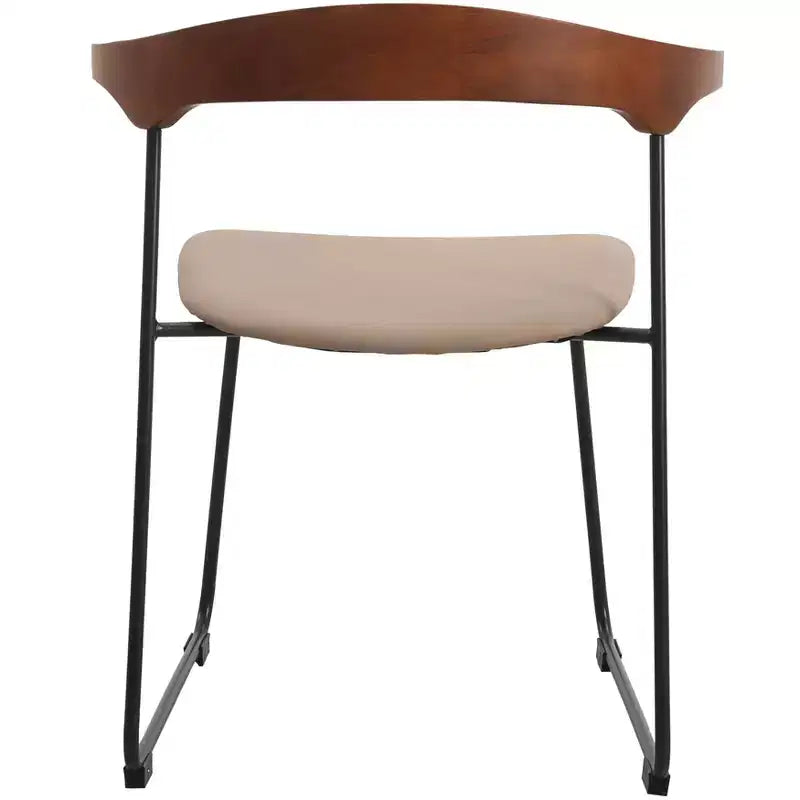 Sedia da pranzo imbottita senza braccioli a barile con schienale in legno e gambe in ferro, multicolor, set da 4 pezzi