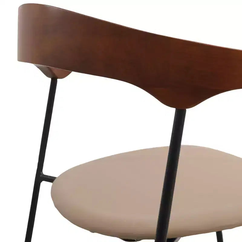 Sedia da pranzo imbottita senza braccioli a barile con schienale in legno e gambe in ferro, multicolor, set da 4 pezzi