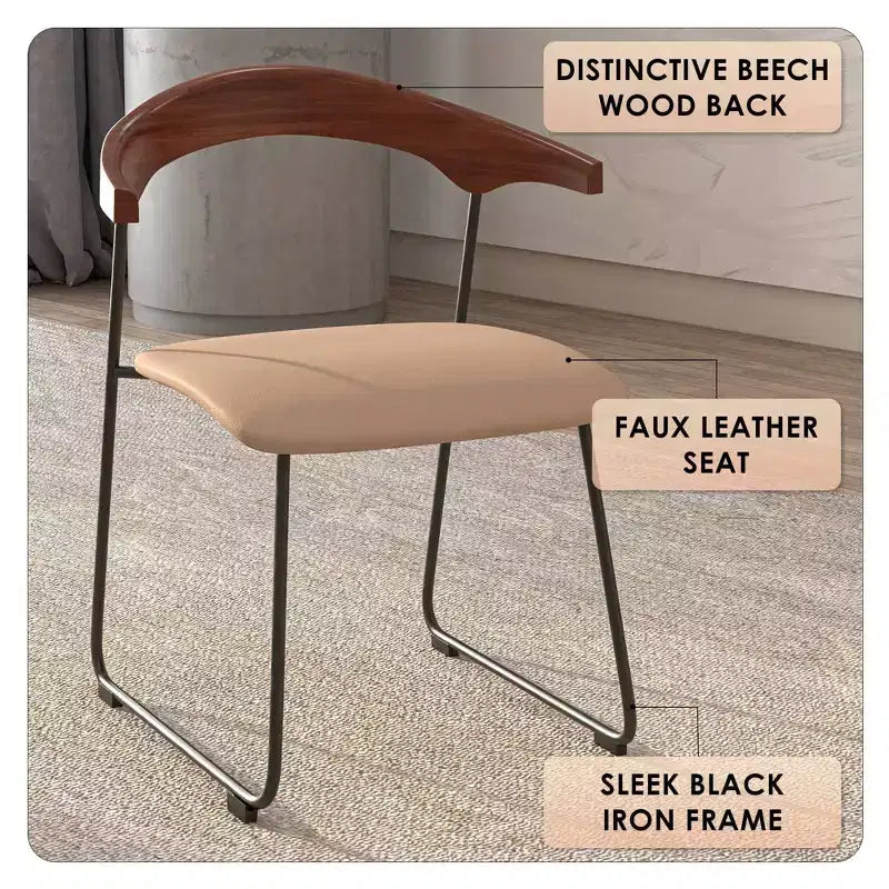 Sedia da pranzo imbottita senza braccioli a barile con schienale in legno e gambe in ferro, multicolor, set da 4 pezzi