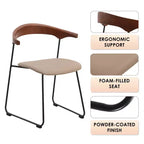 Sedia da pranzo imbottita senza braccioli a barile con schienale in legno e gambe in ferro, multicolor, set da 4 pezzi