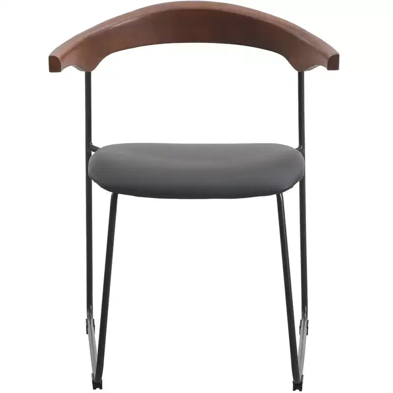 Sedia da pranzo imbottita senza braccioli a barile con schienale in legno e gambe in ferro, multicolor, set da 4 pezzi
