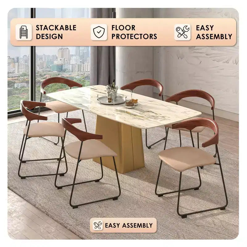 Sedia da pranzo imbottita senza braccioli a barile con schienale in legno e gambe in ferro, multicolor, set da 4 pezzi