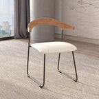 Sedia da pranzo imbottita senza braccioli a barile con schienale in legno e gambe in ferro, multicolor, set da 4 pezzi