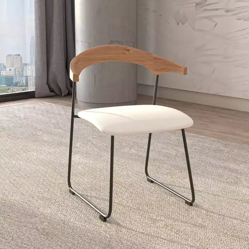Sedia da pranzo imbottita senza braccioli a barile con schienale in legno e gambe in ferro, multicolor, set da 4 pezzi