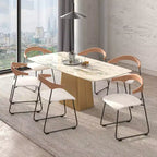 Sedia da pranzo imbottita senza braccioli a barile con schienale in legno e gambe in ferro, multicolor, set da 4 pezzi