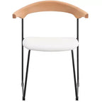 Sedia da pranzo imbottita senza braccioli a barile con schienale in legno e gambe in ferro, multicolor, set da 4 pezzi