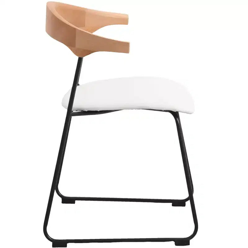 Sedia da pranzo imbottita senza braccioli a barile con schienale in legno e gambe in ferro, multicolor, set da 4 pezzi