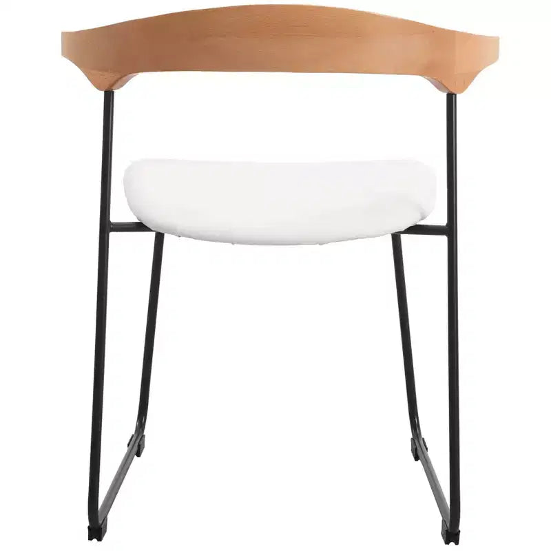 Sedia da pranzo imbottita senza braccioli a barile con schienale in legno e gambe in ferro, multicolor, set da 4 pezzi
