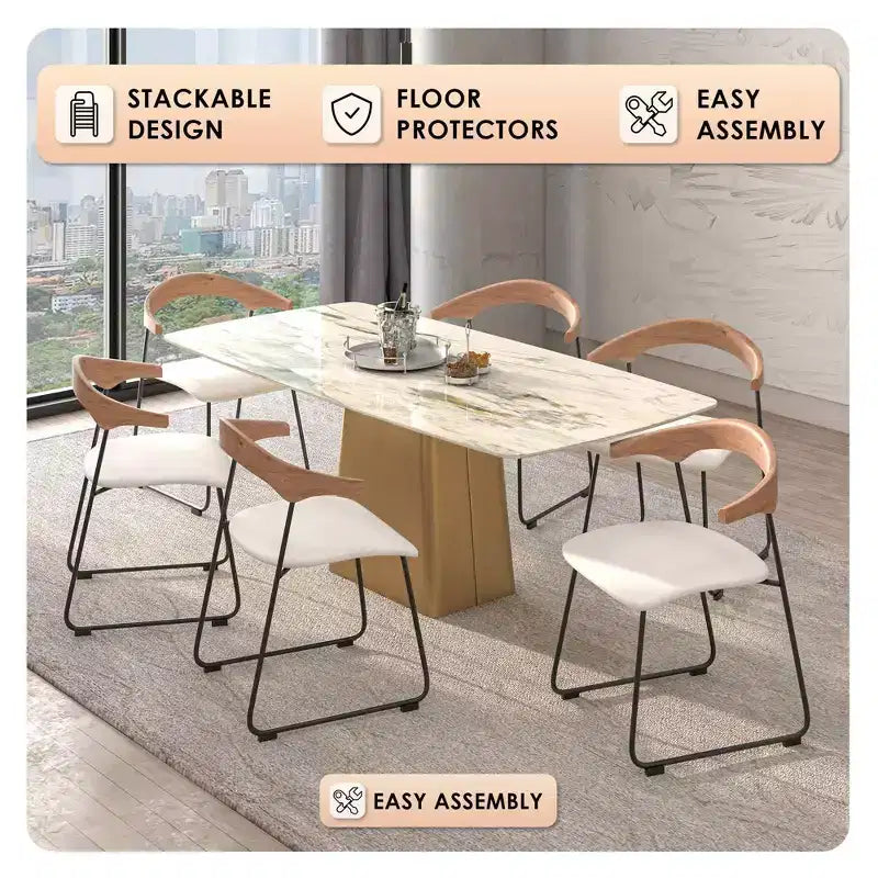 Sedia da pranzo imbottita senza braccioli a barile con schienale in legno e gambe in ferro, multicolor, set da 4 pezzi