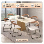 Sedia da pranzo imbottita senza braccioli a barile con schienale in legno e gambe in ferro, multicolor, set da 4 pezzi