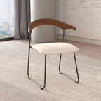 Sedia da pranzo imbottita senza braccioli a barile con schienale in legno e gambe in ferro, multicolor, set da 4 pezzi