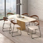 Sedia da pranzo imbottita senza braccioli a barile con schienale in legno e gambe in ferro, multicolor, set da 4 pezzi