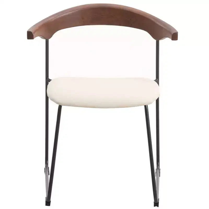 Sedia da pranzo imbottita senza braccioli a barile con schienale in legno e gambe in ferro, multicolor, set da 4 pezzi