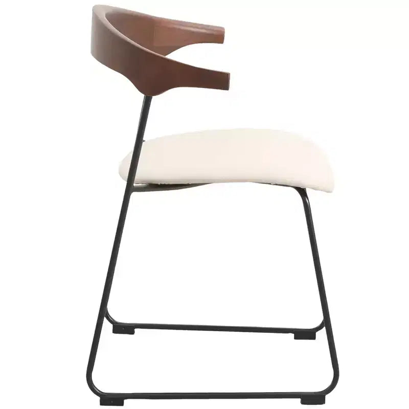 Sedia da pranzo imbottita senza braccioli a barile con schienale in legno e gambe in ferro, multicolor, set da 4 pezzi