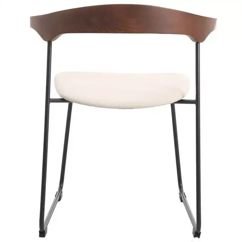 Sedia da pranzo imbottita senza braccioli a barile con schienale in legno e gambe in ferro, multicolor, set da 4 pezzi