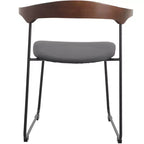 Sedia da pranzo imbottita senza braccioli a barile con schienale in legno e gambe in ferro, multicolor, set da 4 pezzi