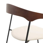 Sedia da pranzo imbottita senza braccioli a barile con schienale in legno e gambe in ferro, multicolor, set da 4 pezzi