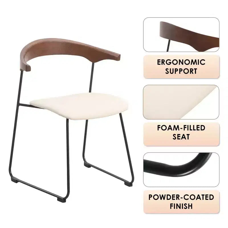 Sedia da pranzo imbottita senza braccioli a barile con schienale in legno e gambe in ferro, multicolor, set da 4 pezzi