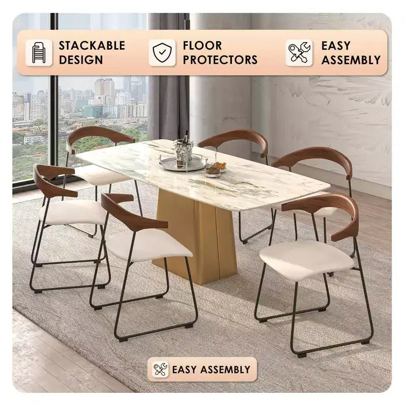 Sedia da pranzo imbottita senza braccioli a barile con schienale in legno e gambe in ferro, multicolor, set da 4 pezzi
