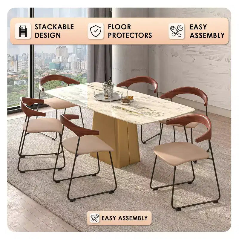 Sedia da pranzo imbottita senza braccioli a barile con schienale in legno e gambe in ferro, multicolor, set da 4 pezzi