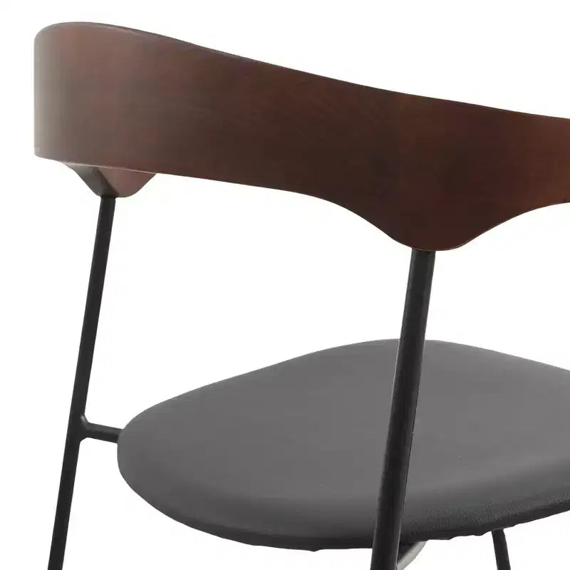 Sedia da pranzo imbottita senza braccioli a barile con schienale in legno e gambe in ferro, multicolor, set da 4 pezzi