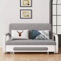 Divano Letto Convertibile a 2 Posti in Lino Beige con Contenitore, 152 cm
