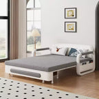Divano Letto Convertibile a 2 Posti in Lino Beige con Contenitore, 152 cm