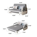 Divano Letto Convertibile a 2 Posti in Lino Beige con Contenitore, 152 cm