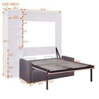 Letto a scomparsa matrimoniale/singolo con divano a 2/3 posti e ripiani, bianco+grigio, 1 posto letto