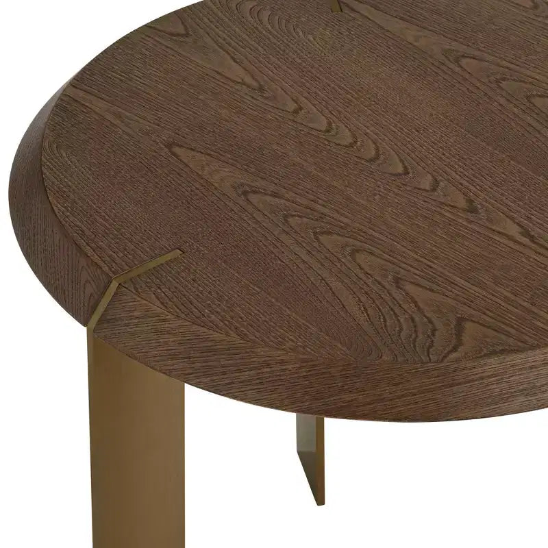 Tavolino Rotondo Marrone e Oro, Stile Moderno di Metà Secolo, 1 Pezzo
