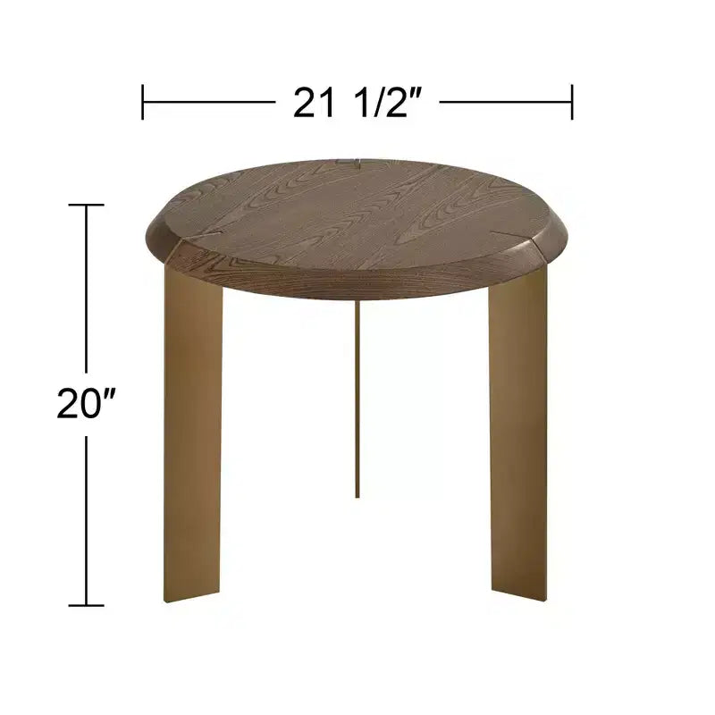 Tavolino Rotondo Marrone e Oro, Stile Moderno di Metà Secolo, 1 Pezzo