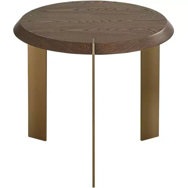 Tavolino Rotondo Marrone e Oro, Stile Moderno di Metà Secolo, 1 Pezzo
