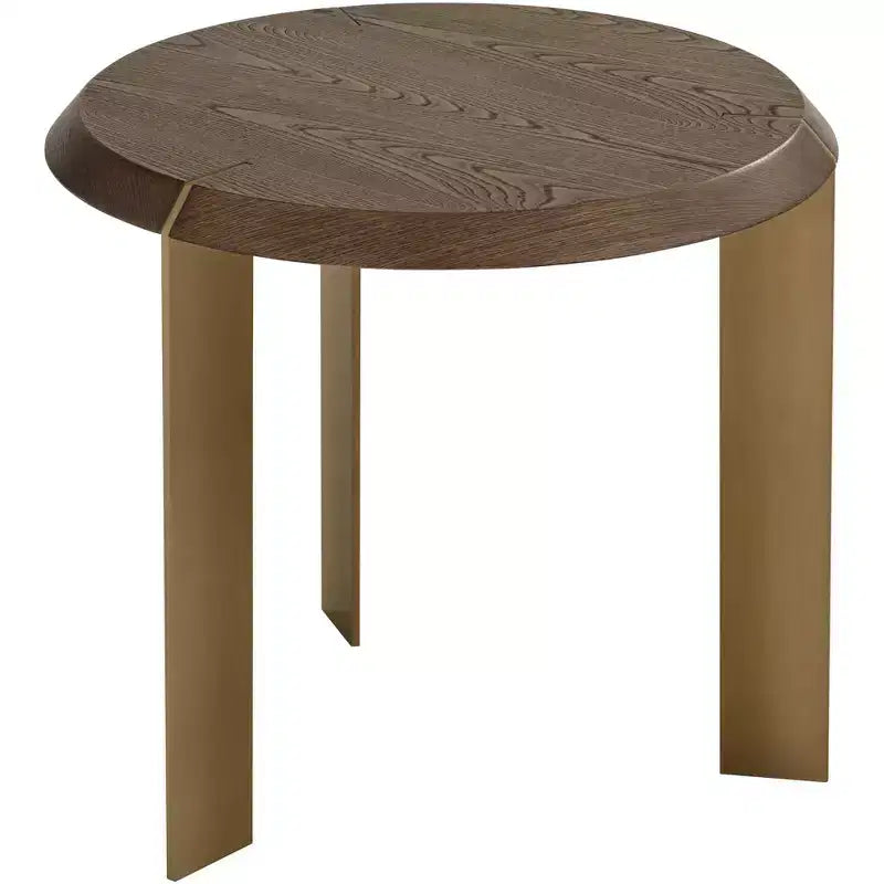 Tavolino Rotondo Marrone e Oro, Stile Moderno di Metà Secolo, 1 Pezzo