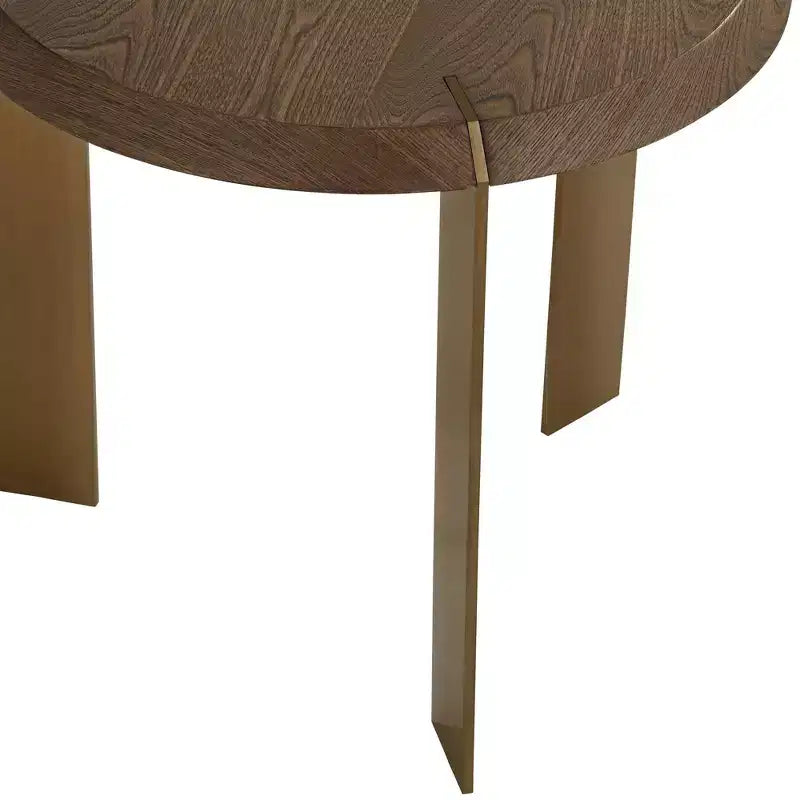 Tavolino Rotondo Marrone e Oro, Stile Moderno di Metà Secolo, 1 Pezzo