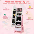 Set Toeletta per Bambini Rosa/Bianco con Portagioie & Sgabello, per 1 Bambino da 3 Anni in su