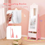 Set Toeletta per Bambini Rosa/Bianco con Portagioie & Sgabello, per 1 Bambino da 3 Anni in su