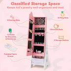 Set Toeletta per Bambini Rosa/Bianco con Portagioie & Sgabello, per 1 Bambino da 3 Anni in su