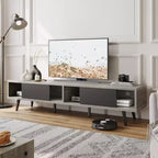 Mobile TV a basso profilo da 70" con ante scorrevoli, Nero carbone / Grigio lavato / Nero rustico, Adatto per TV fino a 75"