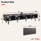 Mobile TV a basso profilo da 70" con ante scorrevoli, Nero carbone / Grigio lavato / Nero rustico, Adatto per TV fino a 75"