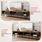 Mobile TV a basso profilo da 70" con ante scorrevoli, Nero carbone / Grigio lavato / Nero rustico, Adatto per TV fino a 75"