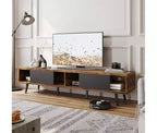 Mobile TV a basso profilo da 70" con ante scorrevoli, Nero carbone / Grigio lavato / Nero rustico, Adatto per TV fino a 75"