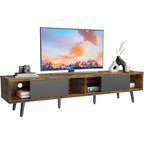 Mobile TV a basso profilo da 70" con ante scorrevoli, Nero carbone / Grigio lavato / Nero rustico, Adatto per TV fino a 75"