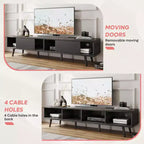 Mobile TV a basso profilo da 70" con ante scorrevoli, Nero carbone / Grigio lavato / Nero rustico, Adatto per TV fino a 75"