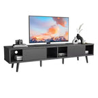 Mobile TV a basso profilo da 70" con ante scorrevoli, Nero carbone / Grigio lavato / Nero rustico, Adatto per TV fino a 75"