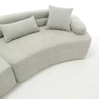 Divano Sezionale Beige Boucle a 4 Posti con Braccioli ad Arco e Doppio Schienale, Nessun Montaggio Richiesto